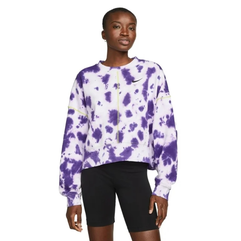 Womens Nike Oversized Fleece Tie-Dye Crew Sweatshirt